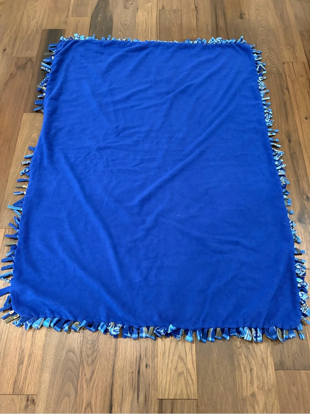Kansas City Royals MLB Fleece Tie Blanket Plaid Royal Blue Handmade Large 48x70